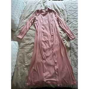 Women's Extra Long Pink Duster Cardigan - Lightweight Open Front Maxi Coat